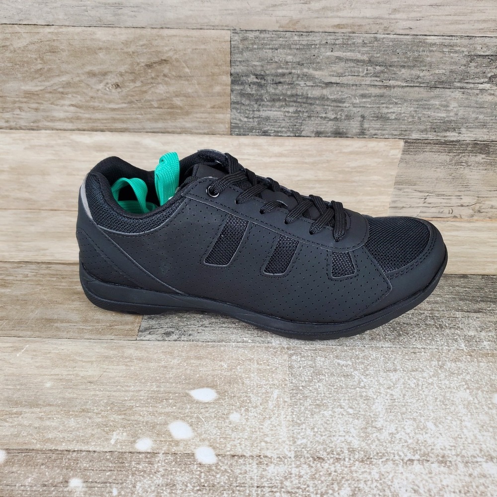 Serfas Trax Womens Cycling Shoes Sz 7.5 Black Leather Lace-Up Low Top Sneakers